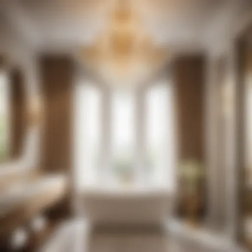 Elegance in Illumination Elegant crystal chandelier illuminating bathroom