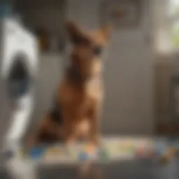 Dog surrounded by laundry detergent pods