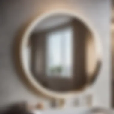 Close-up view of unique design features in magnifying bathroom mirror