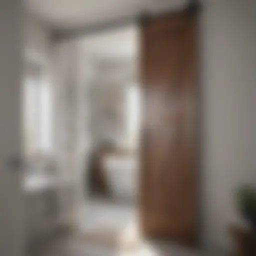 Elegant barn door design in a modern master bath