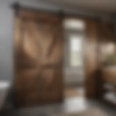 Rustic barn door enhancing the charm of a luxury bathroom