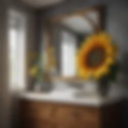 Vibrant sunflower accents in a bathroom setting