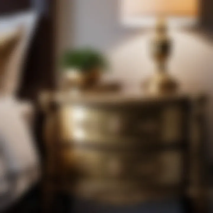 Luxurious Brass Detailing on Indian Bedside Table Opulent Indian Brass Bedside Table