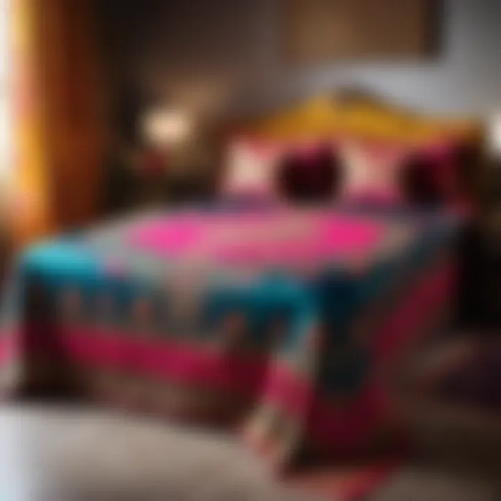 Rich Silk Textiles in Indian Bedspread Design Vibrant Indian Silk Bedspread