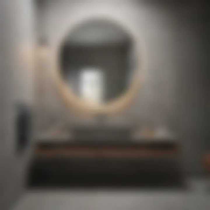 Modern bathroom with concrete sink and minimalist fixtures