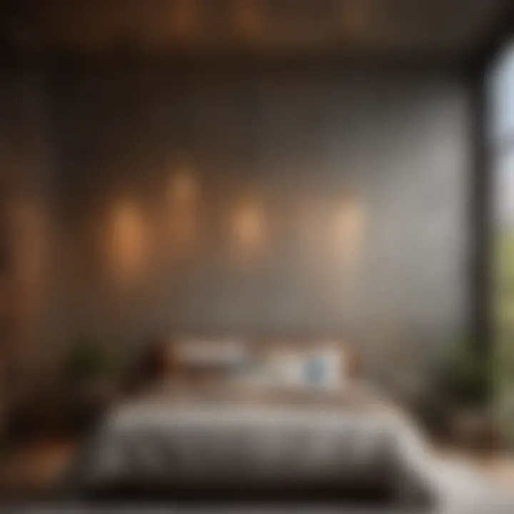 Concrete Feature Wall with Edison Bulb Lighting Industrial Concrete Feature Wall with Edison Bulb Lighting