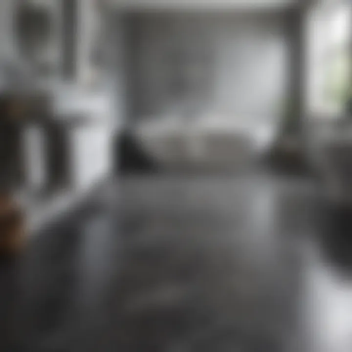 Sleek Slate Vinyl Flooring Minimalistic bathroom featuring sleek slate vinyl flooring