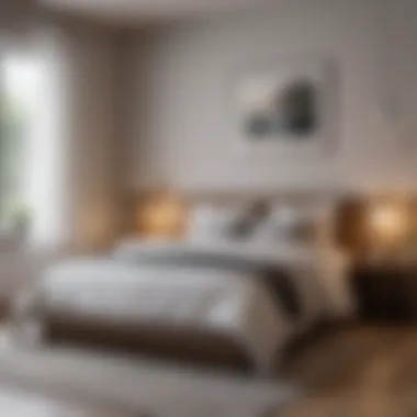 Minimalistic bedroom design with open space and few decor items