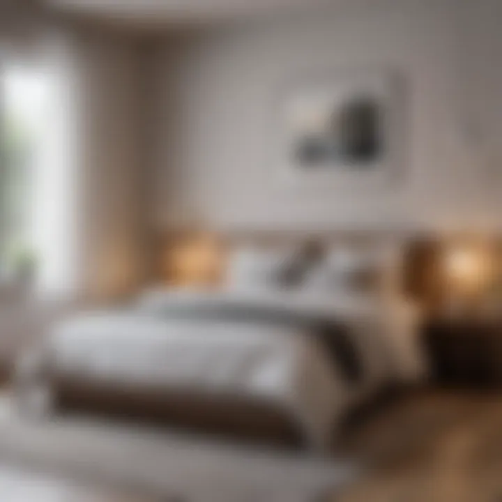 Minimalistic bedroom design with open space and few decor items