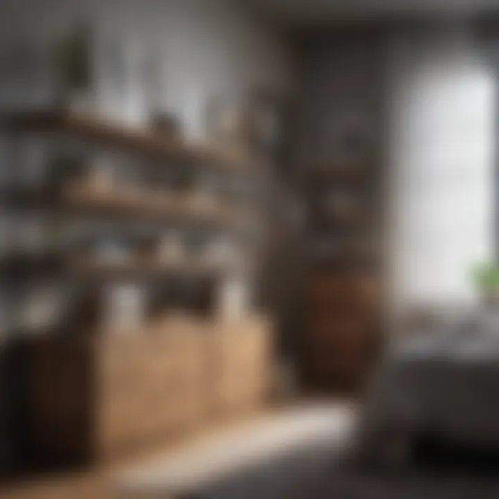 Stylish bedroom storage solutions using baskets and shelves