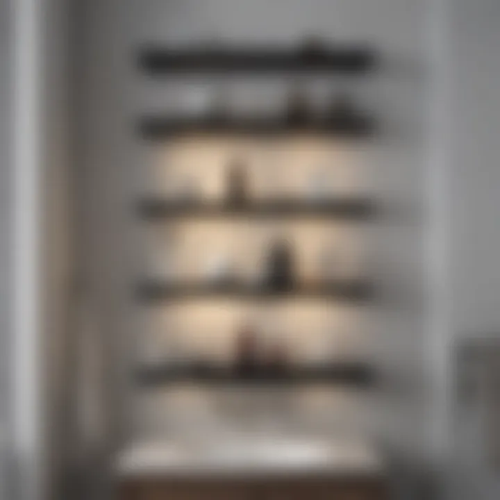 Chic Floating Shelves for Decor Elegant floating shelves displaying decorative items in a bathroom