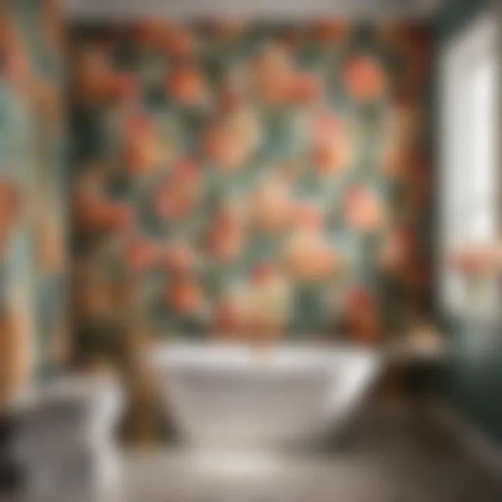 Vintage Floral Peel and Stick Wallpaper Bathroom Decor