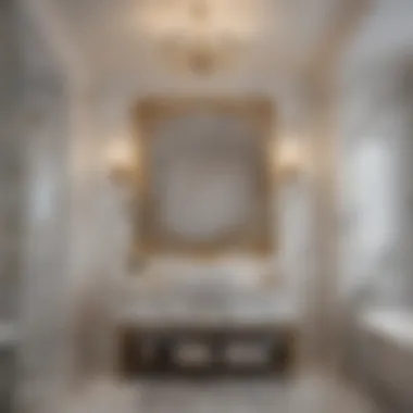 Luxurious bathroom with marble accents and stylish lighting