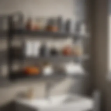 Stylish metal shelving unit showcasing bathroom essentials