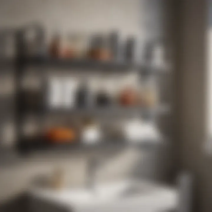 Stylish metal shelving unit showcasing bathroom essentials