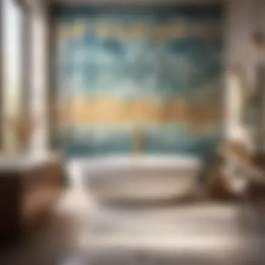 Tranquil Watercolor-Inspired Tiles Artistic watercolor-inspired tiles creating a serene ambiance in a bathroom