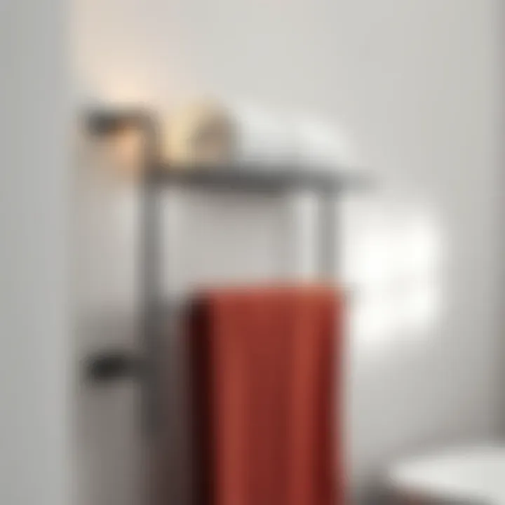 Contemporary Metal Towel Rack Modern metal towel rack integrated into bathroom decor
