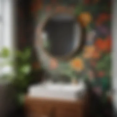 Bright Botanical Print Enhancing a Compact Bathroom Bright botanical print enhancing a compact bathroom