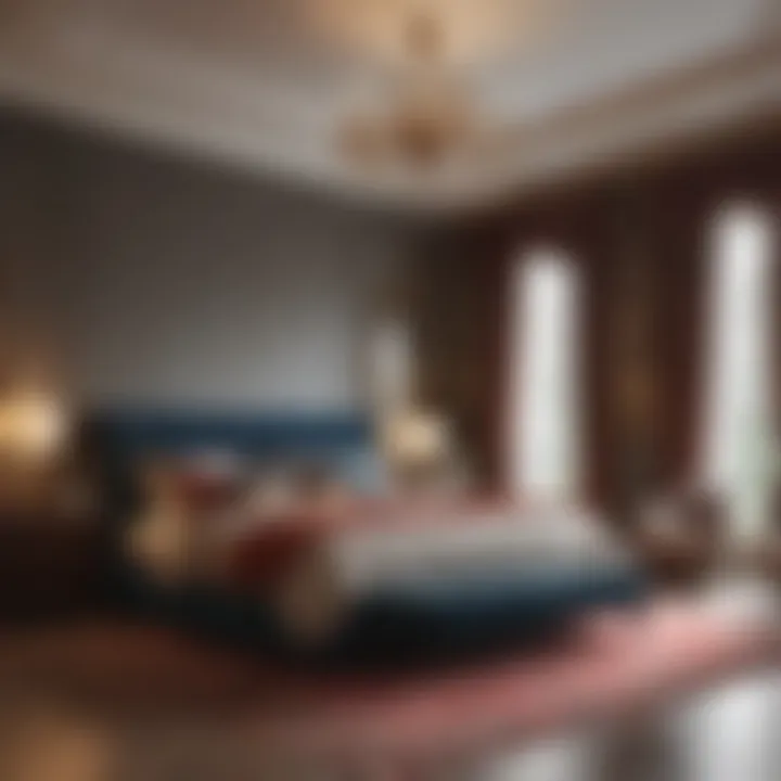 Luxurious Bedroom with Rich Colors Luxurious bedroom designed with rich color palettes and elegant furnishings