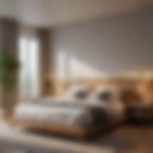 Minimalist Bedroom with Natural Elements Contemporary bedroom featuring a minimalist design with natural wood accents