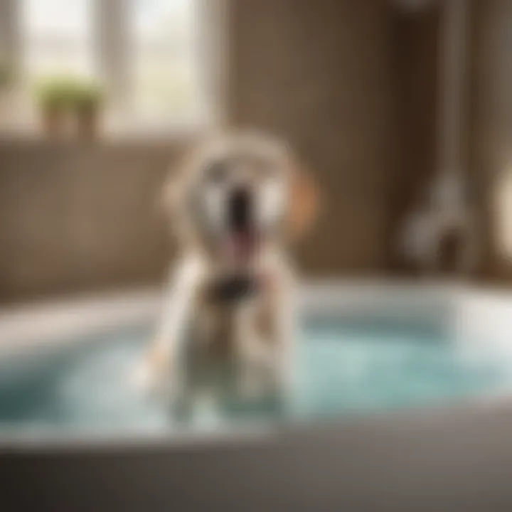 Variety of dog bathing systems in a pet-friendly setting