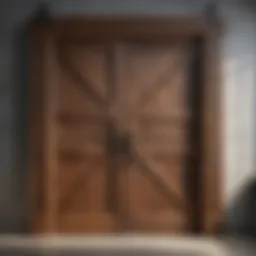 Rustic barn door with intricate woodwork