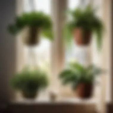Botanical-themed hanging plant pot set