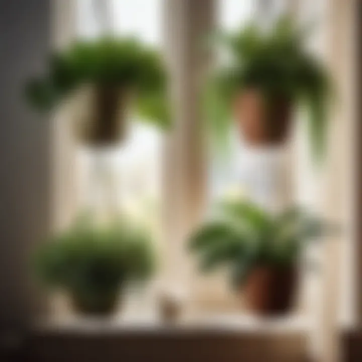 Botanical-themed hanging plant pot set