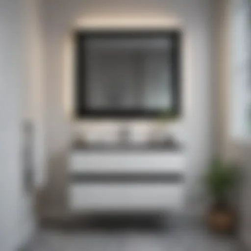 Innovative geometric bathroom cabinet in black and white tones