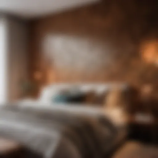 Innovative geometric wooden panel in bedroom
