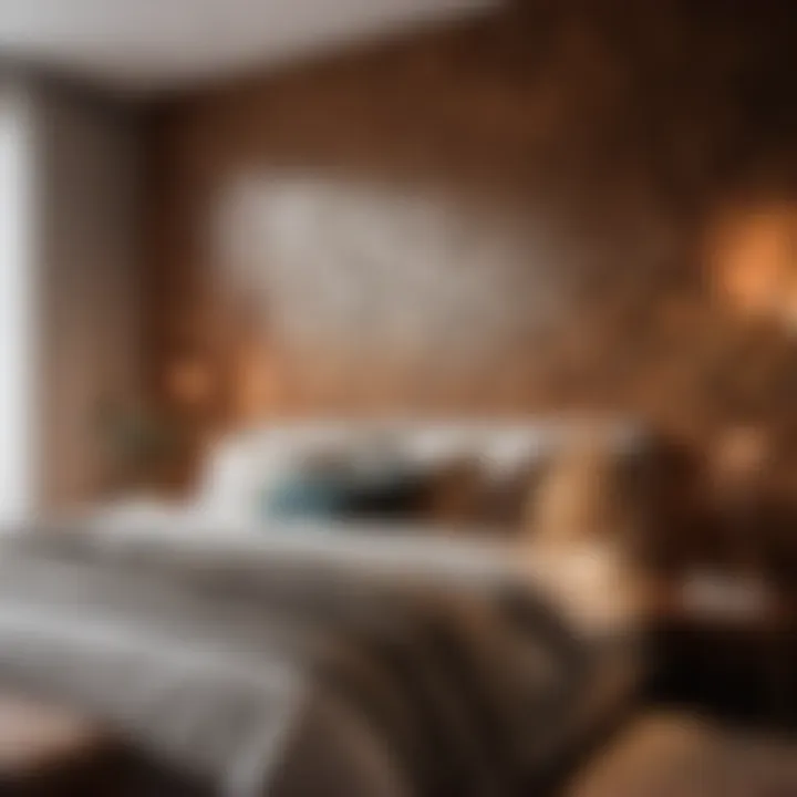 Innovative geometric wooden panel in bedroom