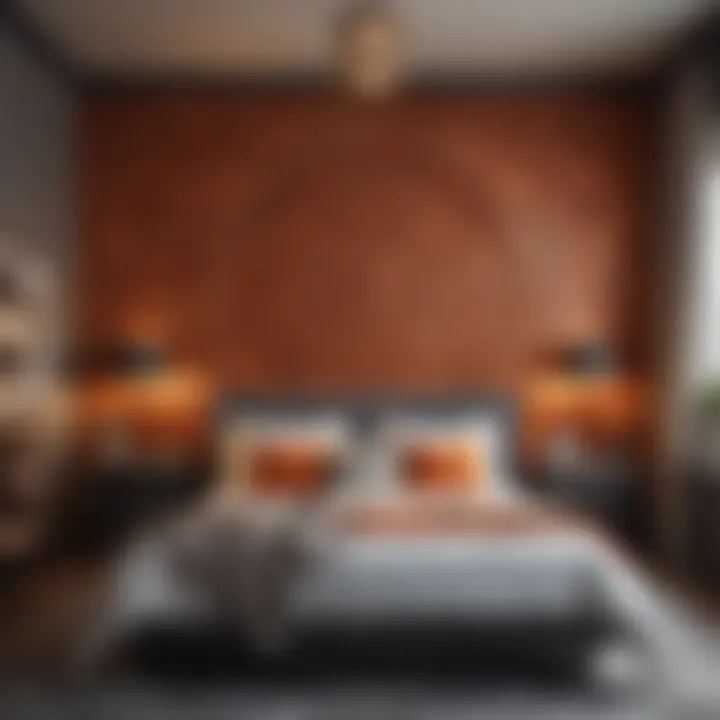 A cozy bedroom featuring a mural that reflects personal style