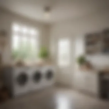 Modern pendant lights illuminating a laundry room with style