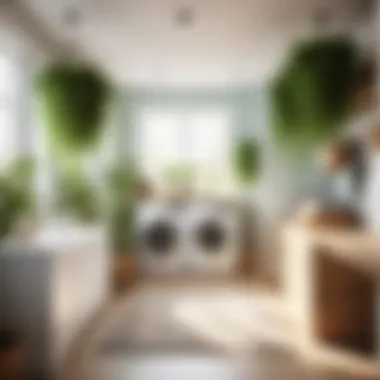 Natural Element Decor Bright laundry room with hanging plant decor