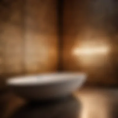 Innovative lighting design highlighting intricate tile work in bathroom