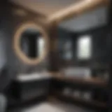 Modern mobile home bathroom with sleek black fixtures