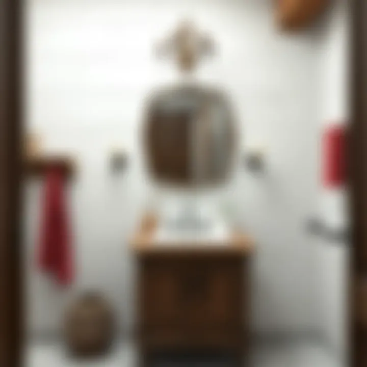 Rustic wooden small bathroom vanity with stylish storage