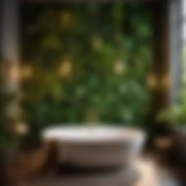 Botanical wallpaper with vibrant greenery in small bathroom