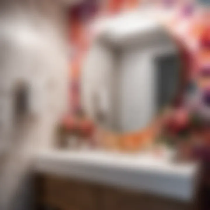 Watercolor-inspired wallpaper in small bathroom