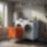 Sleek laundry cart with hanging bar