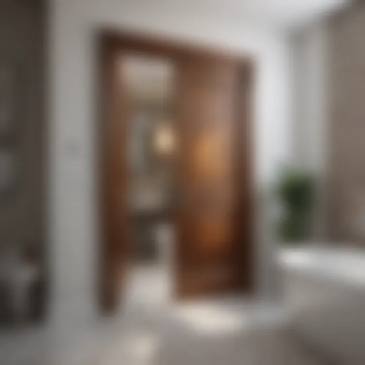 Illustration of pocket door installation in a bathroom