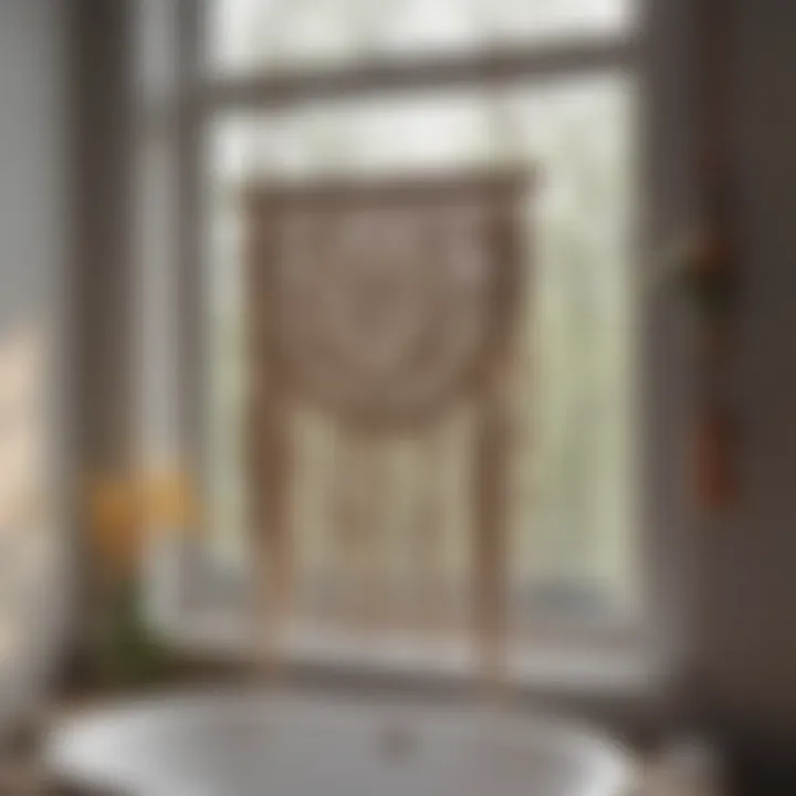 Bohemian Bliss Chic Bohemian Style Macrame Hanging on Bathroom Window Sill