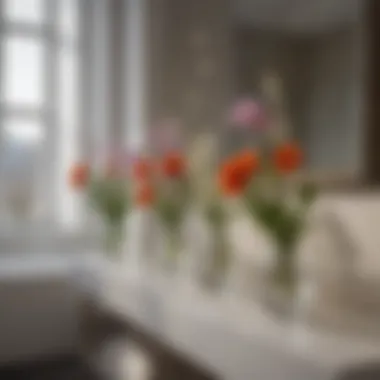 Floral Elegance Modern and Sleek Glass Vases with Fresh Flowers on Bathroom Window Sill