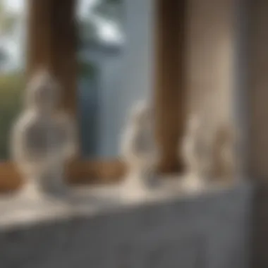 Marble Masterpiece Artistic Arrangement of Marble Statuettes on Bathroom Window Sill