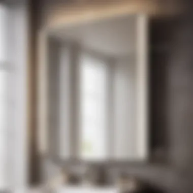 Modern adjustable mount for a sleek rectangular bathroom mirror