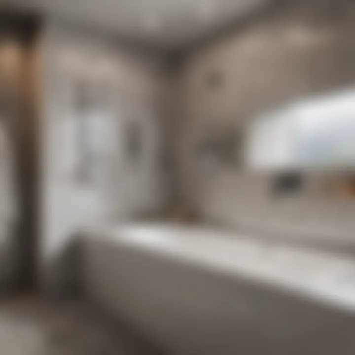 Seamless Transition Between Bathtub and Shower Contemporary bathroom showcasing a seamless transition between bathtub and shower area