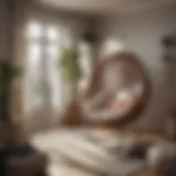 Elegant papasan chair in a stylish bedroom corner