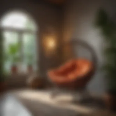 Papasan chair paired with modern decor elements