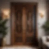 Exquisite Craftsmanship in Wooden Bedroom Door Elegant wooden bedroom door with intricate carvings