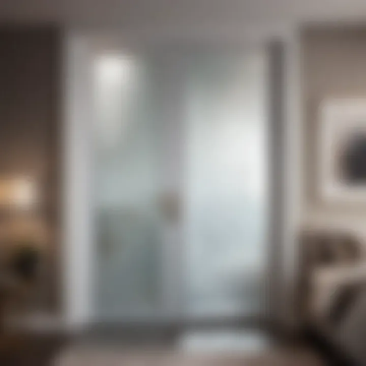 Contemporary Elegance in Glass Bedroom Door Sleek and modern glass bedroom door with frosted design